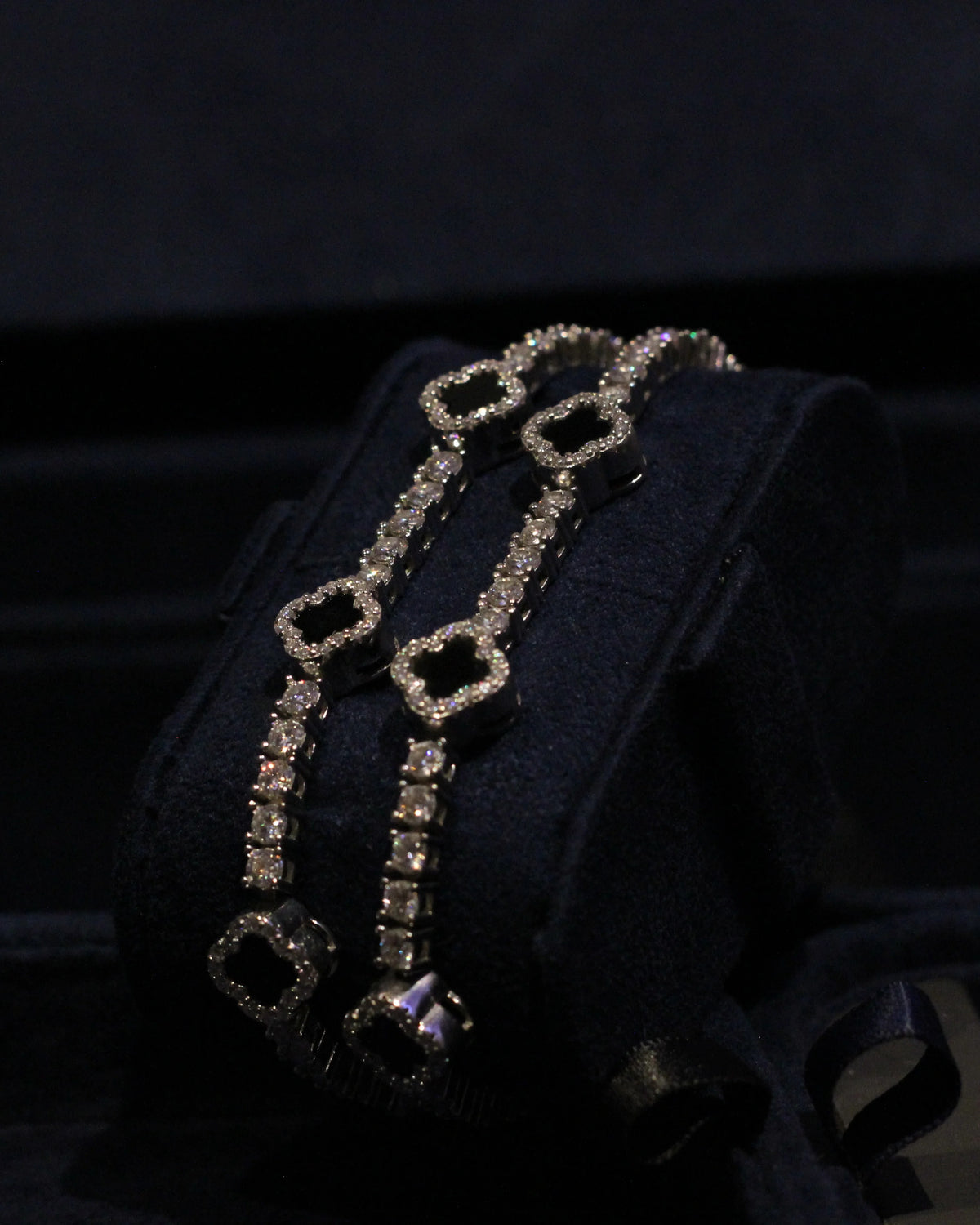 3mm Black Motif Diamond Moissanite Tennis Bracelet