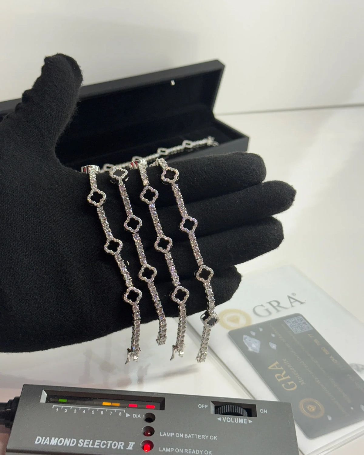 3mm Black Motif Diamond Moissanite Tennis Bracelet