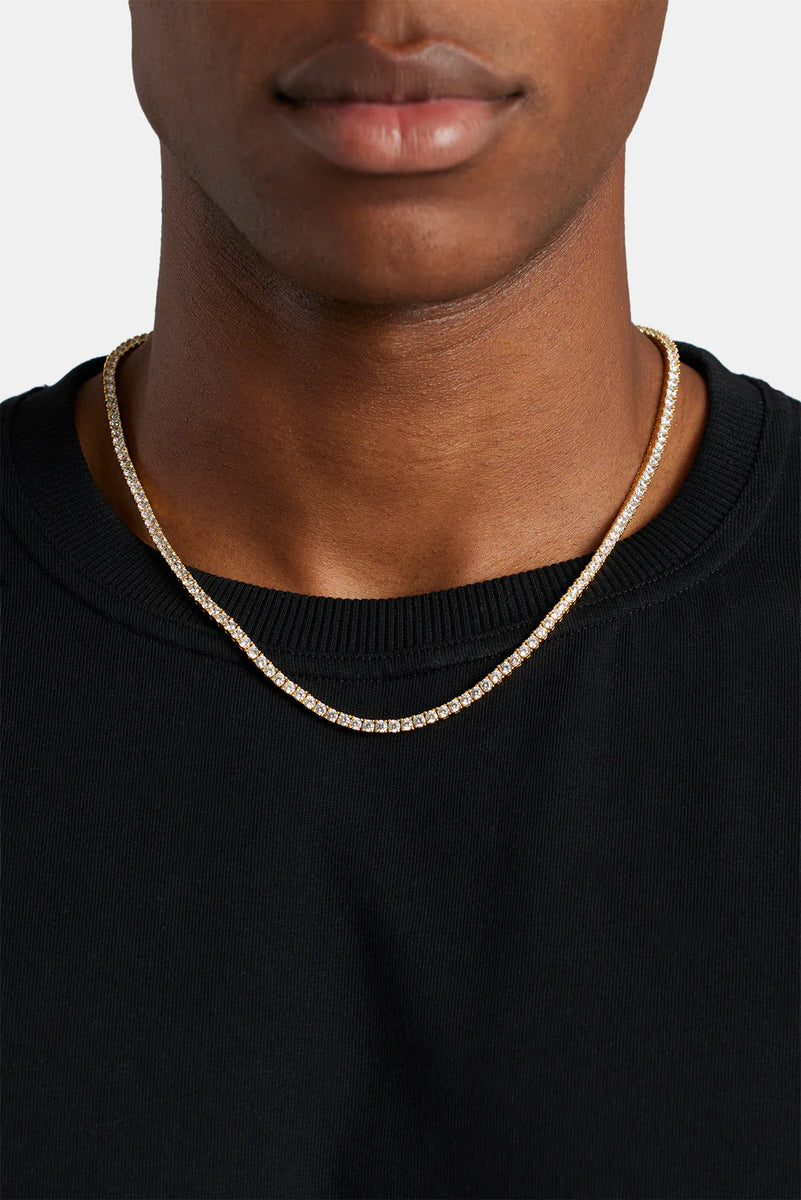 3mm Moissanite Diamond Tennis Necklace - Gold – Y&M ICE