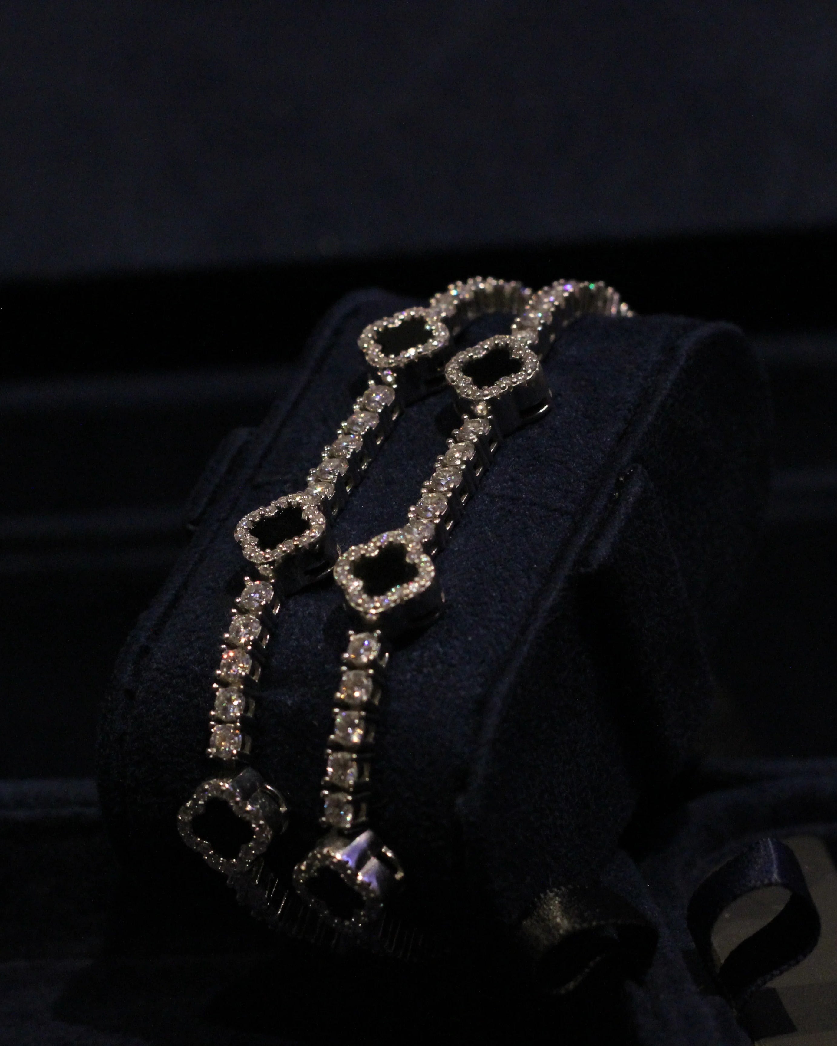 3mm Black Motif Diamond Moissanite Tennis Bracelet