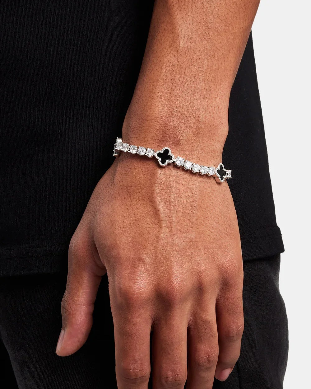 3mm Black Motif Diamond Moissanite Tennis Bracelet
